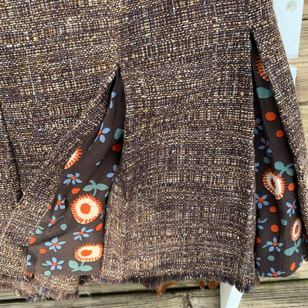 Vintage Moschino Cheap & Chic floral insert pleated wool tweed skirt 8
